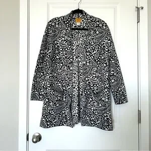 Ruby Rd. | Sweaters | Ruby Rd Black White Paisley Open Front Pocketed ...